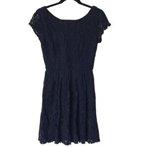 B. Darlin Navy Lace Cap Sleeve Dress, Size 3/4